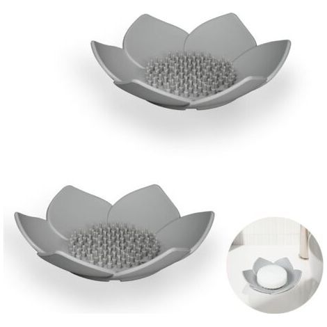2-teilige Silikon-Seifenschale, rutschfester Seifenhalter mit Abfluss, Badezimmer-Seifenschale, fester Seifenhalter für die Dusche (Grau) (1/5)