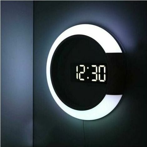Orologio da parete a LED, orologio digitale creativo con telecomando, specchio cavo, allarme temperatura, luce notturna a 7 colori cangianti per casa e ufficio, 3131 cm