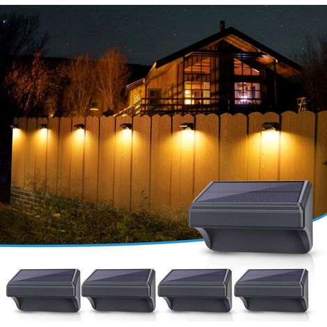 Lot de 4 lampes solaires pour clôture, étanches, éclairage extérieur, blanc chaud et 7 couleurs RGB, décoration lumineuse extérieure-AquaForge