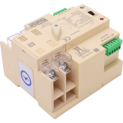 100A 220V 2P weißer automatischer/manueller Umschalter, Silberkontakt-Doppelleistungsschalter, Auto-/Manuell-Modus, bipolarer Quellenumschalter. (1/5)