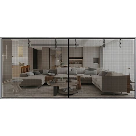 Moustiquaire Baie Vitree 244 x 144 cm Coulissante Rideaux Anti Mouches pour Porte Moustiquaire Porte Fenetre Aimantée Magnetique Noir (1/4)