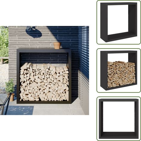 Portant de bois de chauffage noir 100x40x100 cm acier - Support De Bois De Chauffage - Supports De Bois De Chauffage - Magasin De Bûches - Stockage De Bûches (1/5)