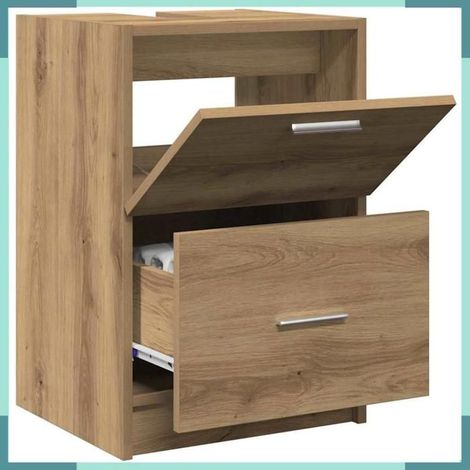 Meuble de salle de bain - 868813 - Chêne artisanal - Bois d'ingénierie - Avec tiroir et étagère (1/5)