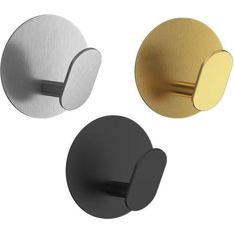 3 hochwertige selbstklebende Rundhaken aus Edelstahl Wandmontage Kein Bohren erforderlich Edelstahl geeignet für Badezimmer Typ D Gold Silber und (1/5)