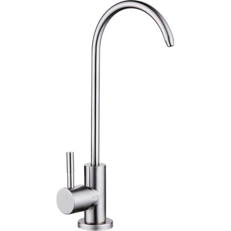 Col de Cygne 1/2'' Robinet de Cuisine en Zinc à Poignée Unique Rotatif 360° Chromé avec Filtre à Eau Potable par Osmose Inverse (1/5)