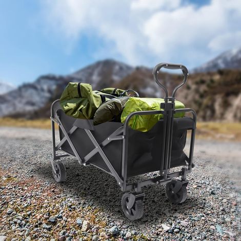 Chariot pliant de roue en caoutchouc de 5 pouces, chariot pliant manuel, adapté pour le jardin, la plage et le camping, peut transporter jusqu'à 80 kg