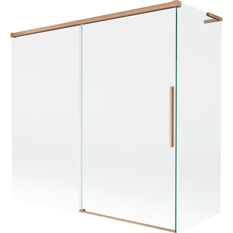 Mexen Rox L Duschabtrennung 2-flügelig 170 + 75 x 150 cm, transparent, gebürstetes Kupfer - 8C9L-170-075-65-00
