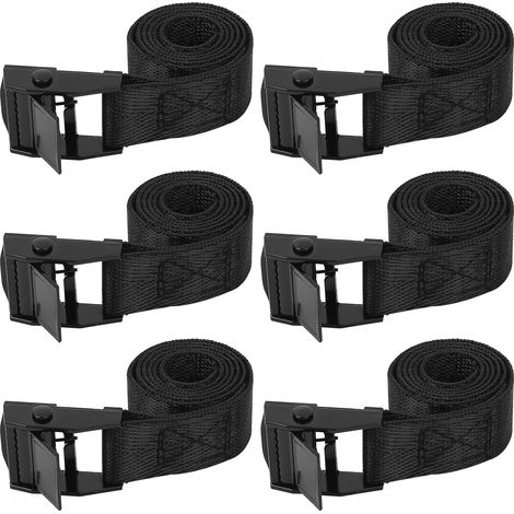 6 Pièces Sangles de Serrage Courtes 20 mm x 50 cm, Sangles d’Arrimage avec Boucle Métallique, Sangles Réglables pour Porte-Vélo, Moto, Bagages, Transport et Fixation (1/5)