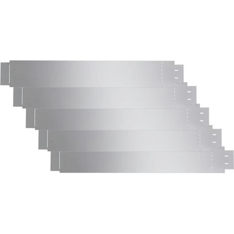 Set of 5 Flexible Lawn Fence Galvanised Steel 100 x 14 cm vidaXL (1/8)