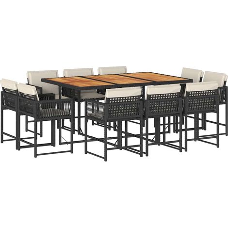 Maison Exclusive - Set de comedor jardín 11 pzas con cojines ratá