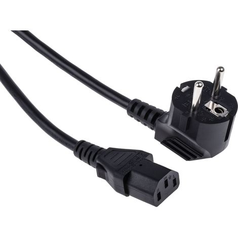 Câble d'alimentation, Noir, Connecteur C13, IEC vers CEE 7/7, Schuko, 250 V / 10 A, 10m ( Prix pour 1 ) (1/3)
