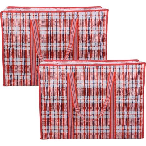 (Red) 2 Pack Storage Bag, Large Capacity Clothes Storage Bag, Moving Bags with Zipper for Laundry, Moving, Groceries