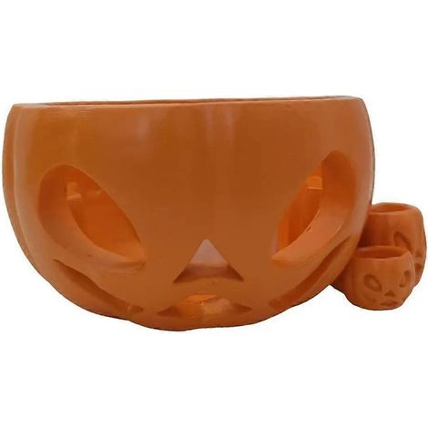 Porte-gobelet décoratif citrouille en résine, idéal pour les fêtes d'Halloween et les bureaux. (1/5)