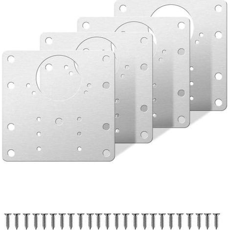 royaluxe - 4pcs Plaque de réparation plaque de fixation de réparation de porte d'armoire en acier inoxydable avec vis de montage pour meubles de porte d'armoire (1/5)