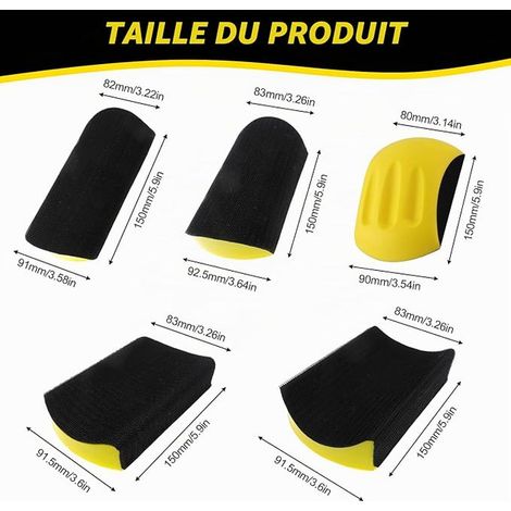 Cale a Poncer, Mousse PU + Plastique, Polissage du Bois et Ponçage Fin, Bois, Carrelage, Métal, Verre (Jaune) (1/2)
