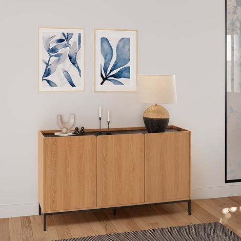 Buffet incurvé à 3 portes, couleur chêne (1/5)