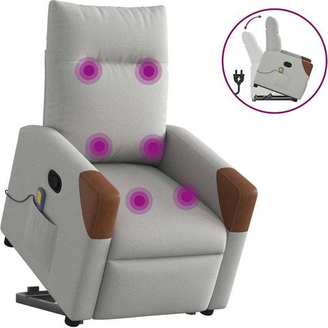 Massagesessel mit Aufstehhilfe Wolkengrau Stoff