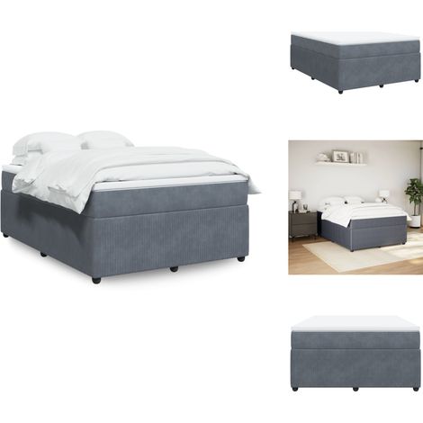 Sommier à lattes de lit et matelas Gris foncé 140x190cm Velours - Sommier À Lattes De Lit - Sommiers À Lattes De Lit - Lit - Meuble De Chambre À Coucher (1/5)