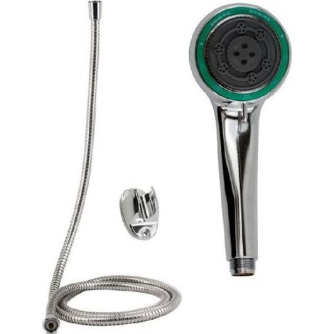 Trade Shop - Kit De Ducha De Mano Redonda Para Cuarto De Baño Con Cable De 1,8 M Soporte 69112 - (1/2)