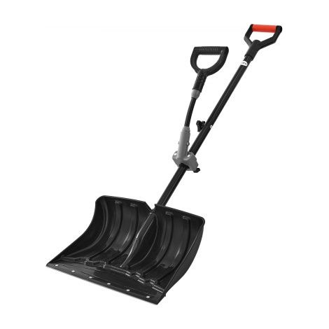 Pala de Nieve Cabeza de Plástico Ancho de 45,5 cm, Pala Quitanieves con Mango Auxiliar en Forma de D, Portátil y Ligera, para Quitar Nieve de Jardín, Coche, Camping, Entrada de Vehículos, Negro (1/5)