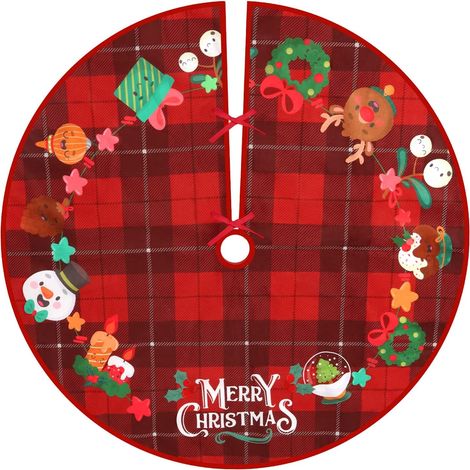 Jupe Pour Arbre De Noël - 90 cm - Tissu Polyester Double Couche - Motif Tartan Écossais Rouge - Idéal Pour Cacher Le Pied De L'Arbre - 1 Pièce (1/5)