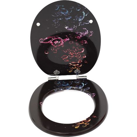Abattant de toilettes HomSeat à motif bulles colorées, âme en bois MDF, couvercle silencieux à fermeture douce, revêtement hygiénique facile à nettoyer (1/5)