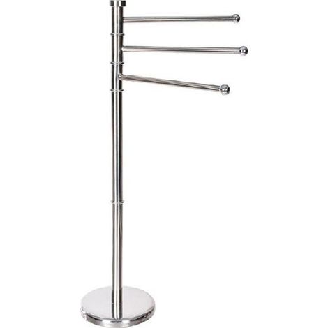 TRADE SHOP - Piantana Portasciugamani A 3 Posti Bracci Rotanti H87cm In Acciaio Inox Satinato Bagno -