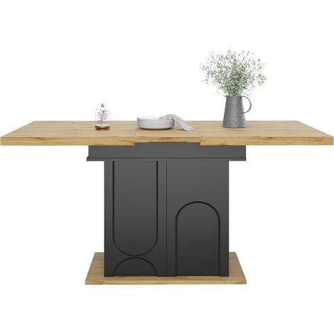 Table extensible-Table de cuisine pliante avec rangement-Pour 4 à 6 personnes-Format compact 110-140x80x76cm (1/5)