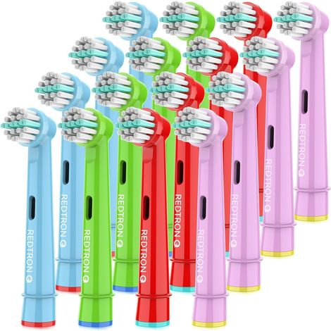 Kids Toothbrush Compatible with Oral B - Soft Bristle Replacement Heads for Sensitive Teeth and Gums (Pack of 16) (1/5)