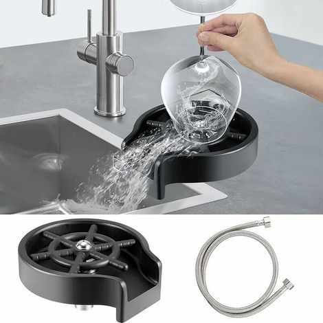 Glass Rinser for Sink, Automatic Glass Washer, Glass Washer for Sink, Kitchen Sink Accessories, Glass Rinser for Home Bar/Café Use (1/5)