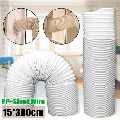 Tuyau d'échappement flexible 300x15cm pour climatiseur - Couleur blanche - Matériel: polypropylène + fil d'acier (1/4)