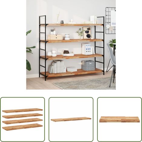 Bois d'acacia - Étagères flottantes 4 pcs 160x40x4 cm acacia massif à l'huile (1/5)