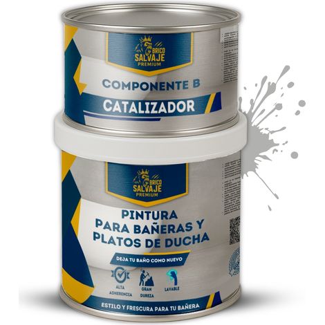 Pintura para Platos de Ducha y Bañeras, Mate, Piedra Serena, Dos componentes, 600+150 ML