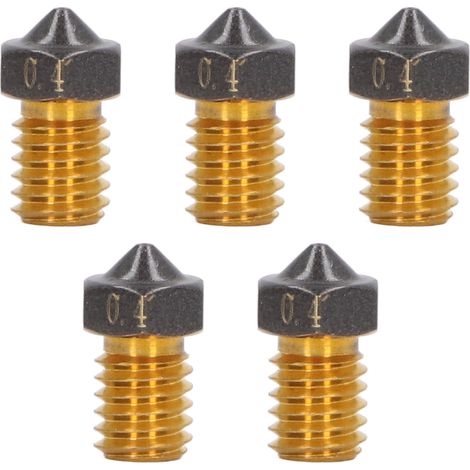Lot de 5 buses d'impression 3D en laiton revêtu PTFE, trou 0,4 mm, filament 1,75 mm, remplacement haute performance pour hotend (1/5)