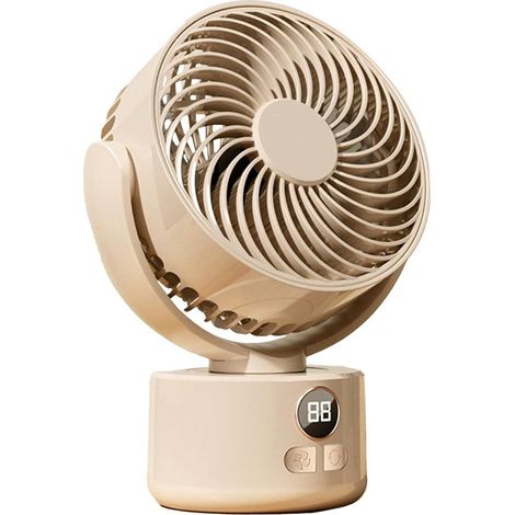 Ventilateur de table USB blanc – 1200mAh rechargeable, 3 vitesses, silencieux (25dB), inclinable à 140°, oscillation à 120°