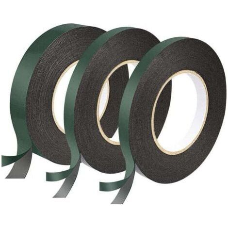 3 Rolls Double Sided Tape, Black Double Sided Adhesive Tape 12 mm, 12 mm, 25 mm Extra Strong Foam Tape Waterproof Insulating Sponge Tape Anti Shock Thermal Heat (1/4)