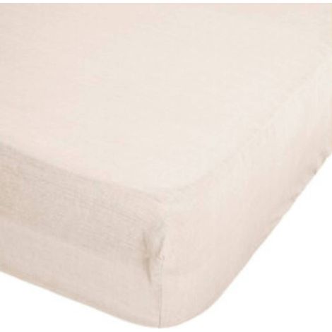 Drap Housse en Lin "Adorable" 140x190cm Beige Lin (1/5)