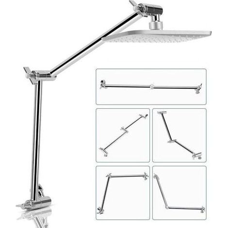 Bras Douche, Acier Inoxydable D'extension de Douche Accessoires pour Bras de Douche Tube D'extension Bras de Tête de Douche Support (Argenté) (1/4)