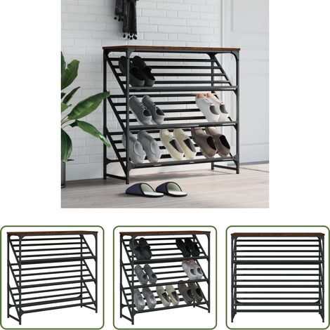 vidaXL Étagère bois - Étagère à chaussures chêne marron 90x30x85 cm bois d'ingénierie (1/5)