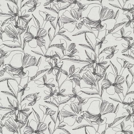 Vliestapete - La Terrasse - Schwarz Grau Weiß Blumen Floral Erismann - 1051915 (1/5)