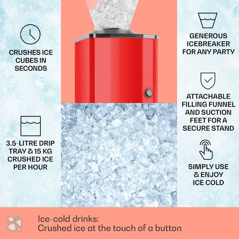 OneConcept Small Ice Maker Machine, Counter Top Ice Machine For Home and Kitchen, 3.5L Capacity, Fast Operation Ice Crushers, Portable Ice Maker, 15kg Crushed Ice Cube Maker Machine with Drip Pan