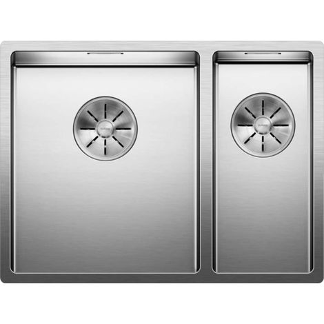 BLANCO Einbauspüle CLARON 340/180-IF Edelstahl Steelart InFino Ablauf Hauptbecken links (1/3)