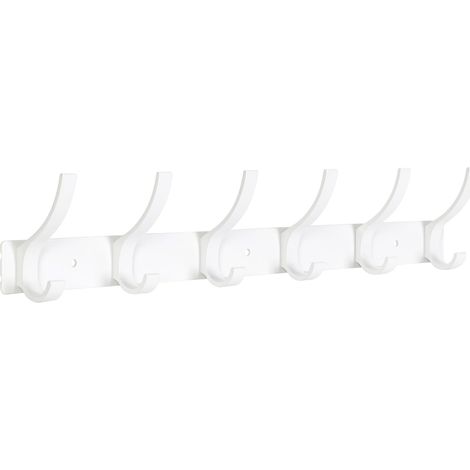 Porte Manteau Mural 12 Crochets - Patère Métal Robuste pour Manteaux, Vestes, Chapeaux et Serviettes (Blanc)
