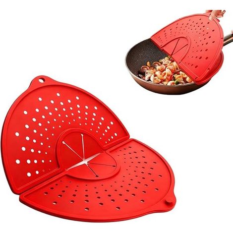 Tapa antisalpicaduras, ø 32 cm, Protector antisalpicaduras de silicona plegable, Tapas de silicona, cuencos, platos, ollas y sartenes, Gris (1/5)