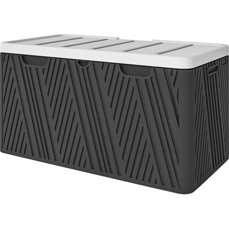 Banc de Rangement 380L en HDPE avec 2 Poignées Latérales et Vérin à Gaz, 115x60x60 cm, Noir et Gris (1/5)