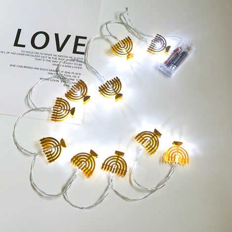 Bougie Lumineuse - Guirlande À Led 10 Points - Bougeoir Hanoukka - Fonctionne Sur Piles - Longueur 165 Cm - Pour Décoration Intérieure - 1 Pièce (1/5)
