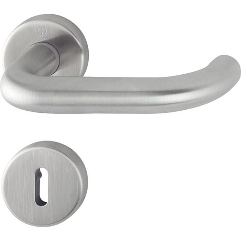 Poignée de porte avec rosace Serrure à pêne dormant Acier Inoxydable Satiné (1/3)