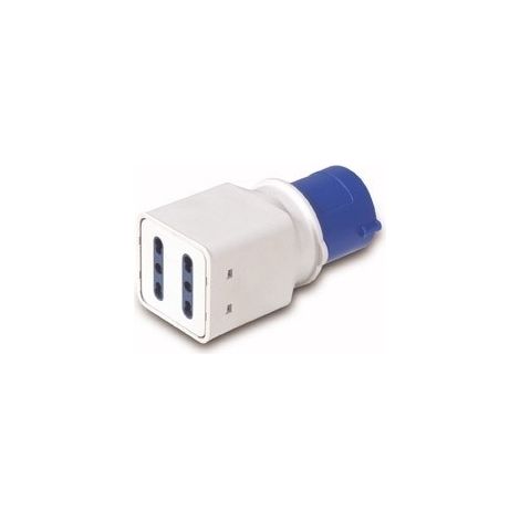 Spina elettrica adattatore industriale CEE 2P+T / 2 Presa bipasso 10/16A 220V blu