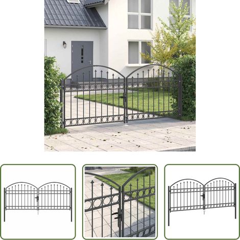 vidaXL Stahl - Zauntor mit Schloss Grau 301 x 175,5 cm Stahl (1/5)