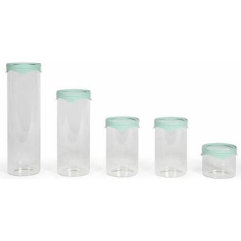 Set di 5 barattoli per conservazione - LIVOO - MEN399 - 450 ml - Vetro borosilicato - Coperchio in silicone e vetro (1/5)